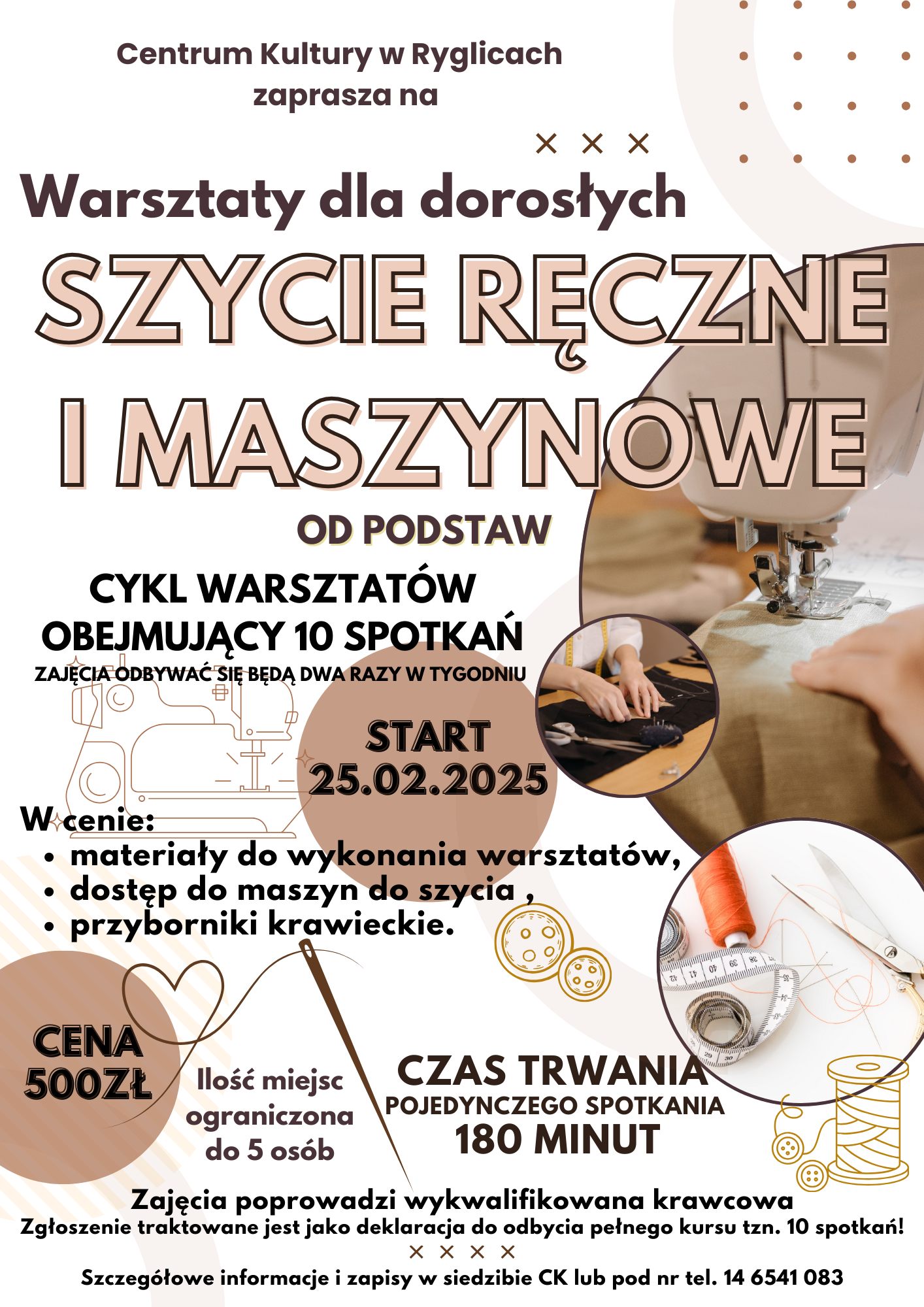 Warsztaty dla dorosłych SZYCIE RĘCZNE I MASZYNOWE