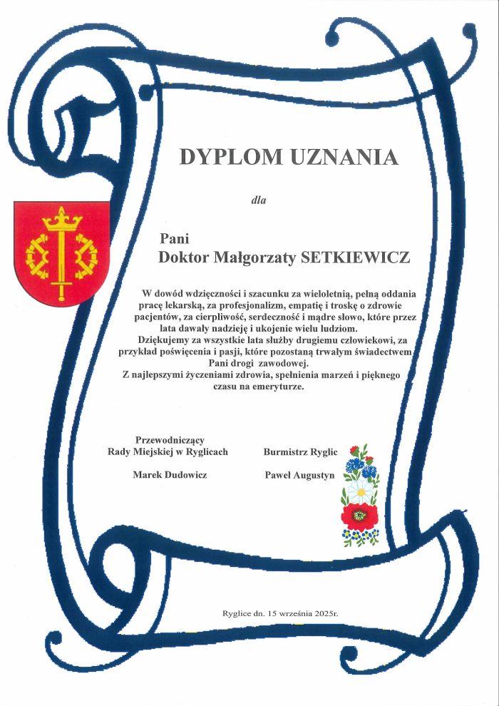 Miniaturka artykułu Podziękowanie za wieloletnią pracę dla Pani dr Małgorzaty Setkiewicz.