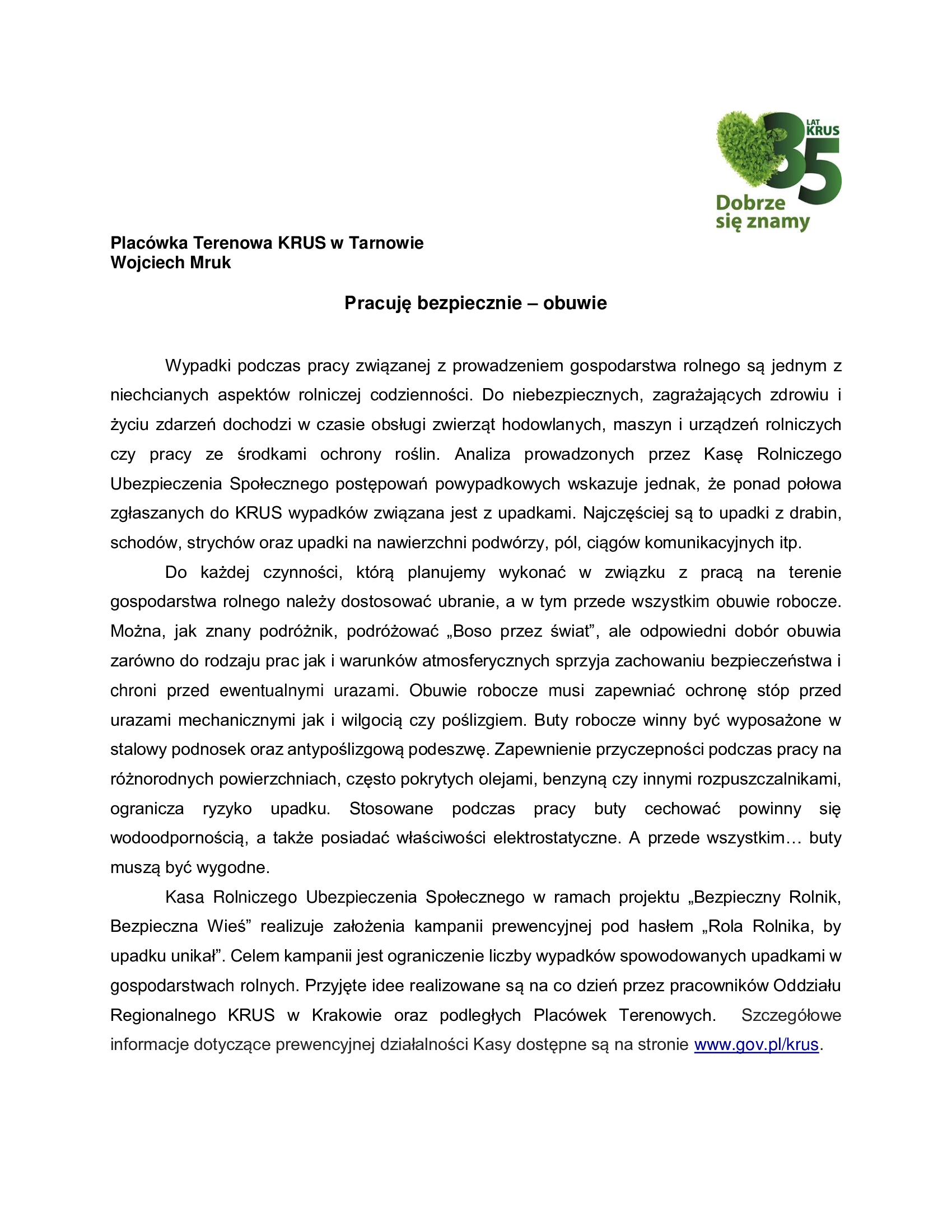 Pracuję bezpiecznie – obuwie