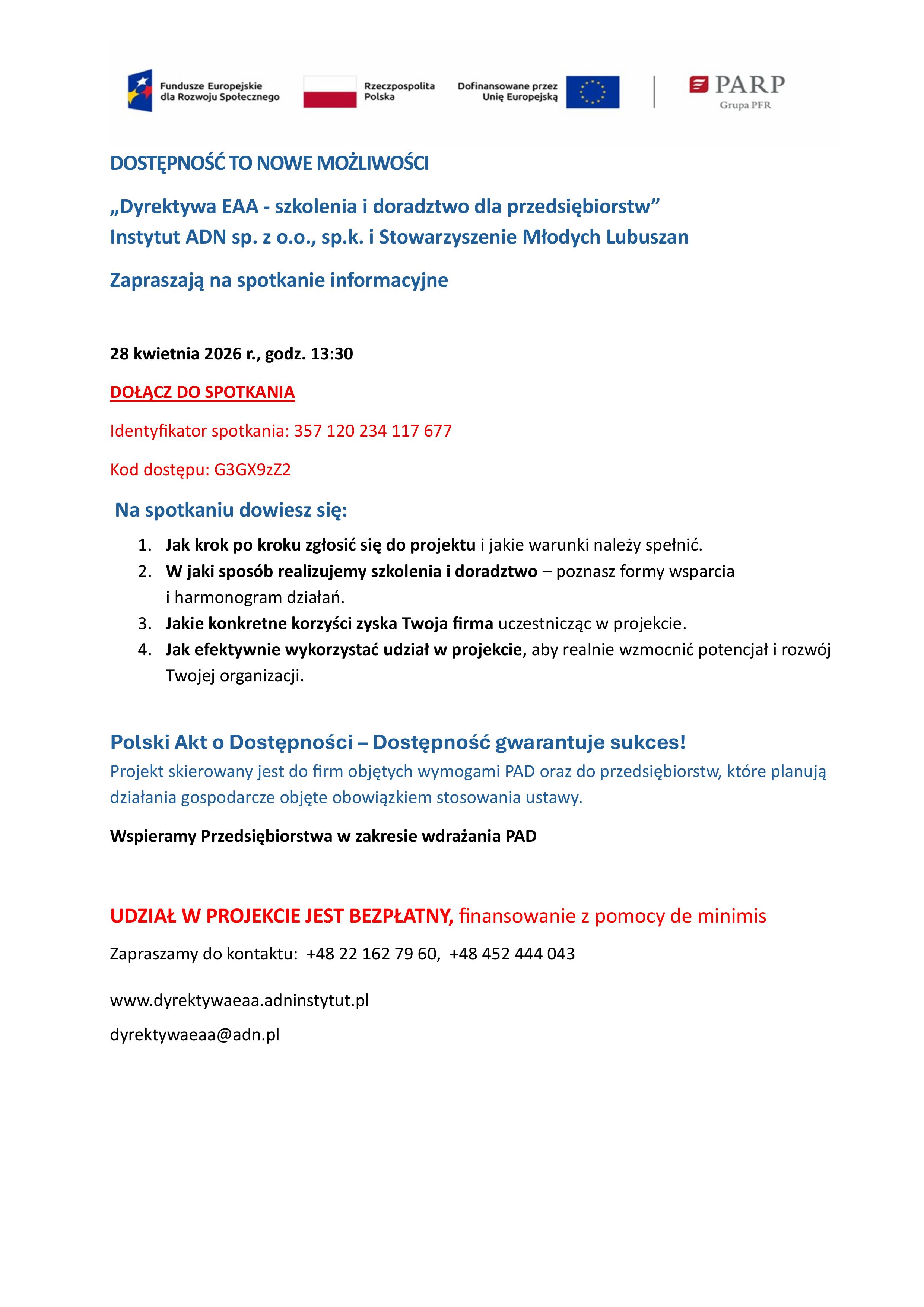 Dostępność – Polski Akt o Dostępności. Dyrektywa EAA – szkolenia i doradztwo dla przedsiębiorstw