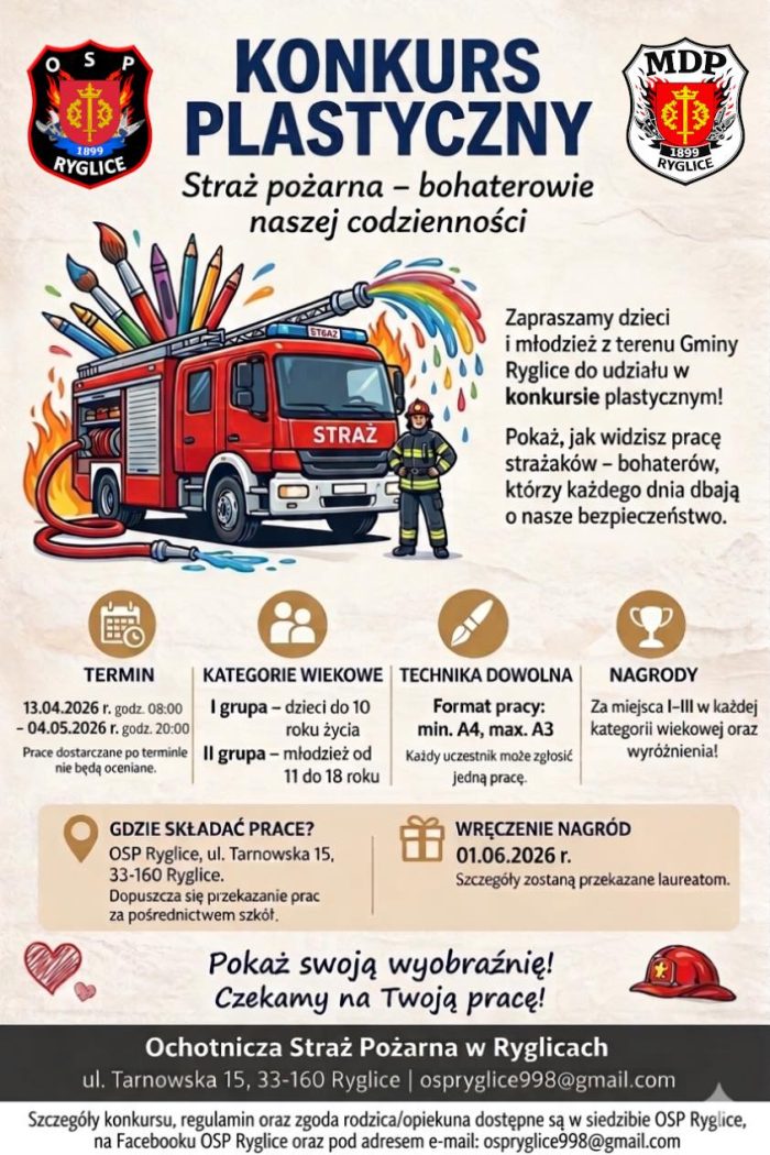 🎨🚒 KONKURS PLASTYCZNY OSP RYGLICE 🚒🎨