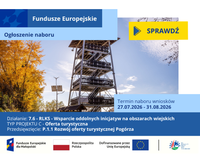 Miniaturka artykułu Nabór wniosków w Pogórzańskim Stowarzyszeniu Dunajec-Biała w ramach EFRR