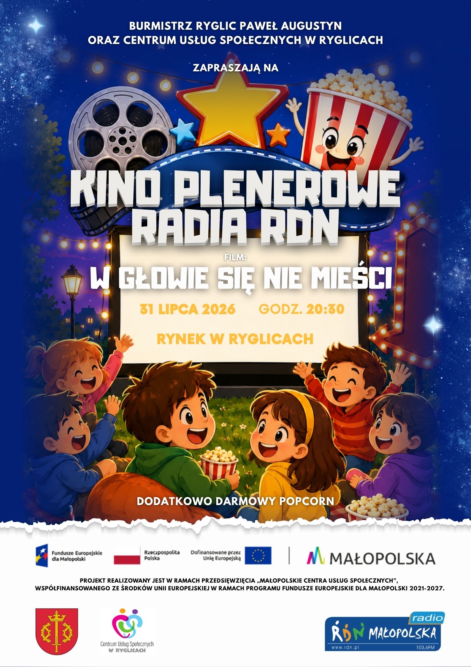 🎬🍿 Kino plenerowe w Ryglicach już wkrótce! 🌟