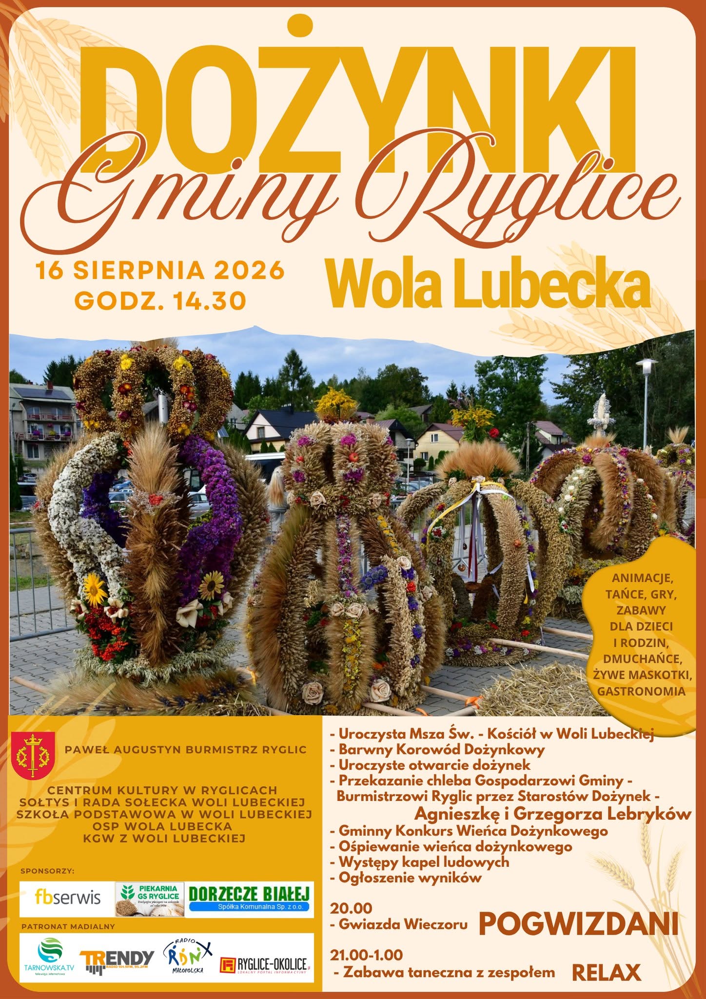 🌾🎉 DOŻYNKI GMINY RYGLICE 2026 🎉🌾