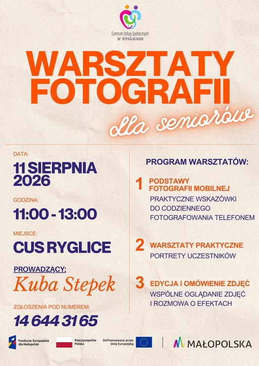Miniaturka artykułu 📸 Warsztaty fotografii dla seniorów w Ryglicach!