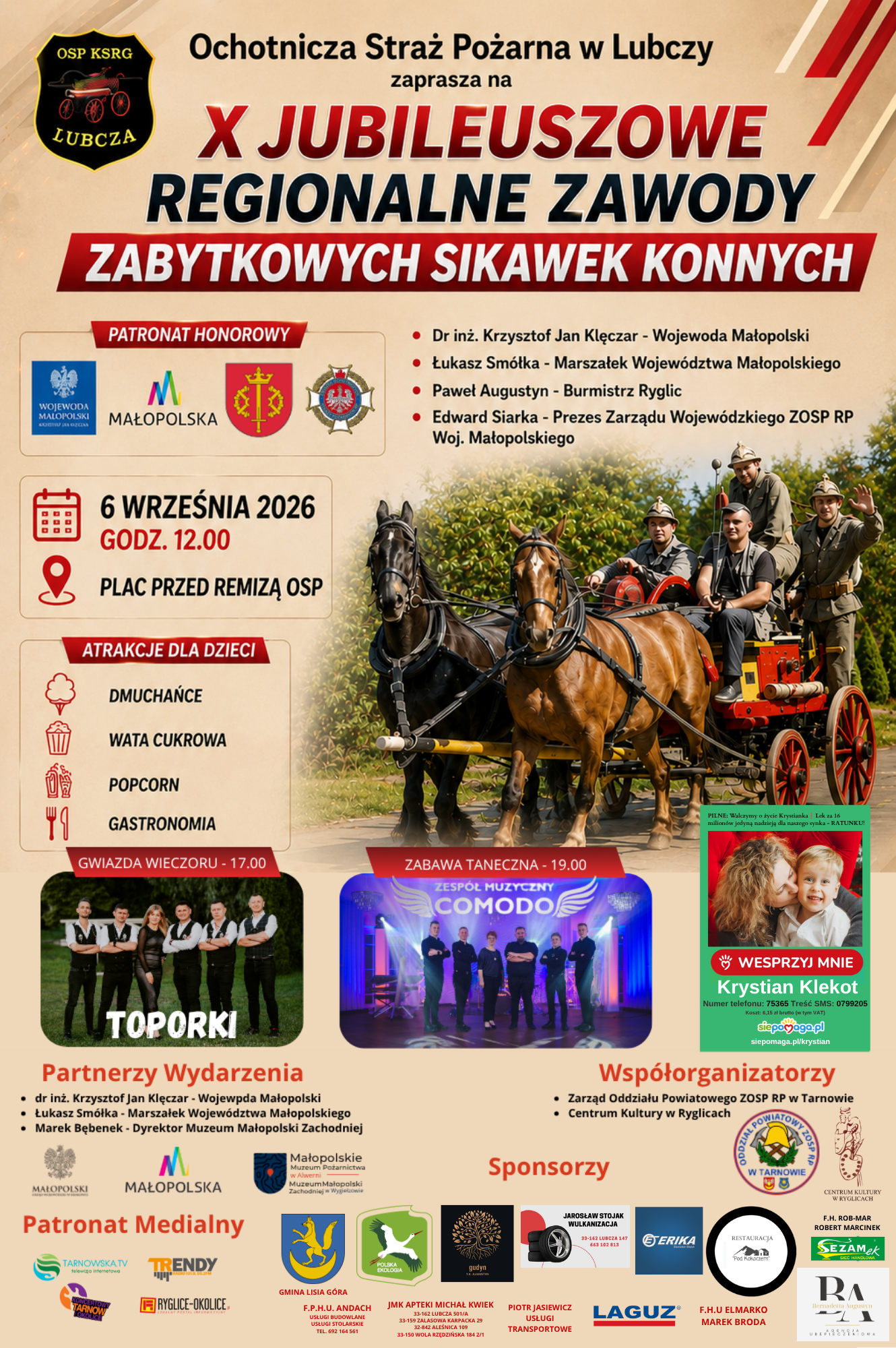 🚒🐎 X JUBILEUSZOWE REGIONALNE ZAWODY ZABYTKOWYCH SIKAWEK KONNYCH W LUBCZY! 🐎🚒
