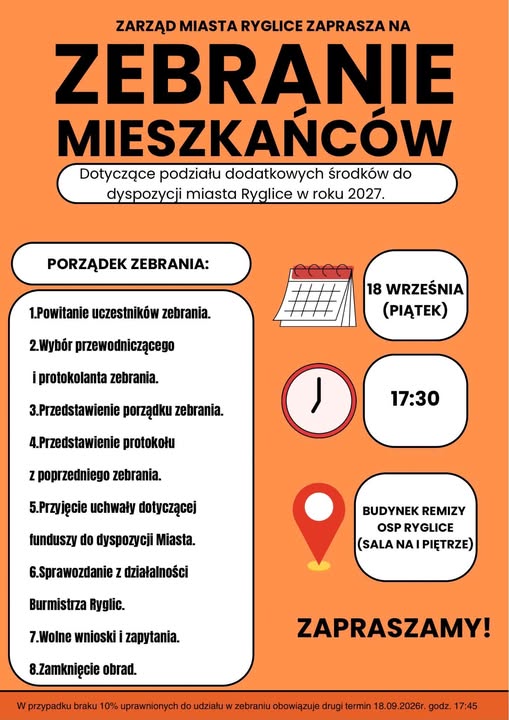 📢 Zebranie mieszkańców Ryglic