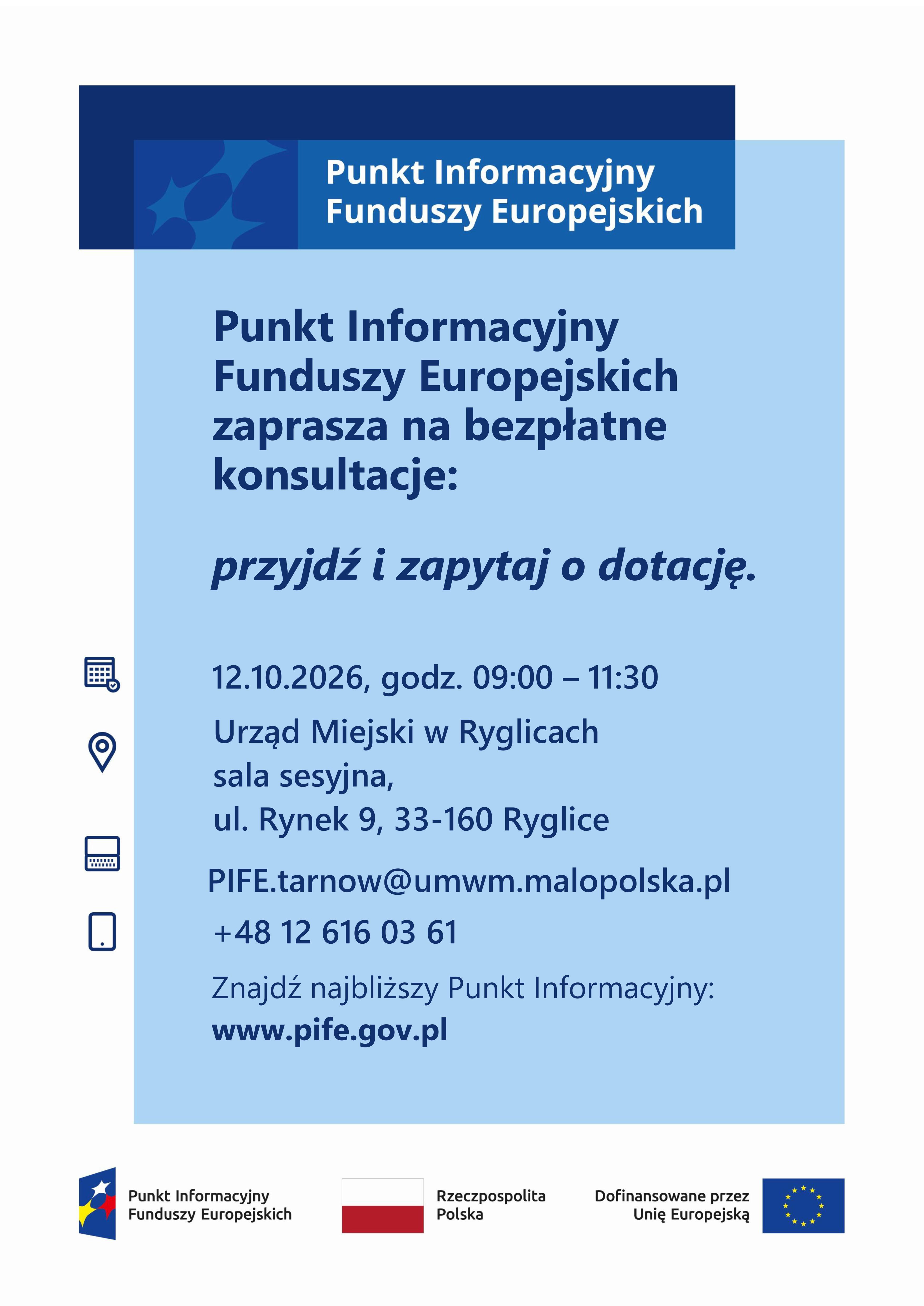 💙 Bezpłatne konsultacje dotyczące Funduszy Europejskich