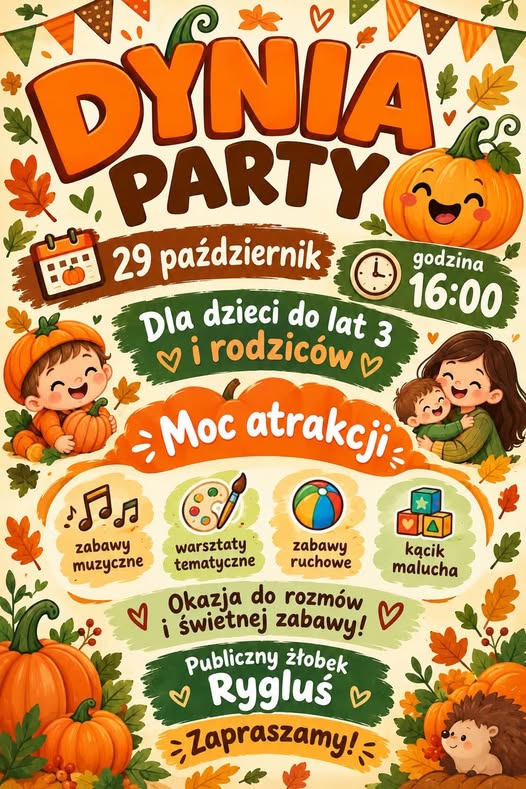 🎃🧡 PRZED NAMI KOLEJNE SPOTKANIE W RAMACH DNI OTWARTYCH ŻŁOBKÓW GMINY RYGLICE! 🧡🍂